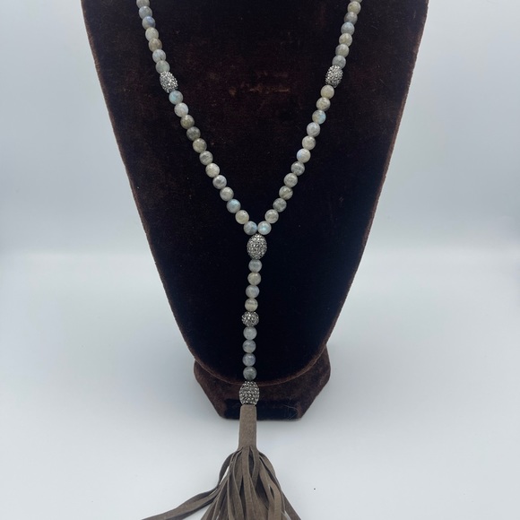 HIPCHIK Labradorite Long Suede Tassel Necklace - Picture 9 of 12